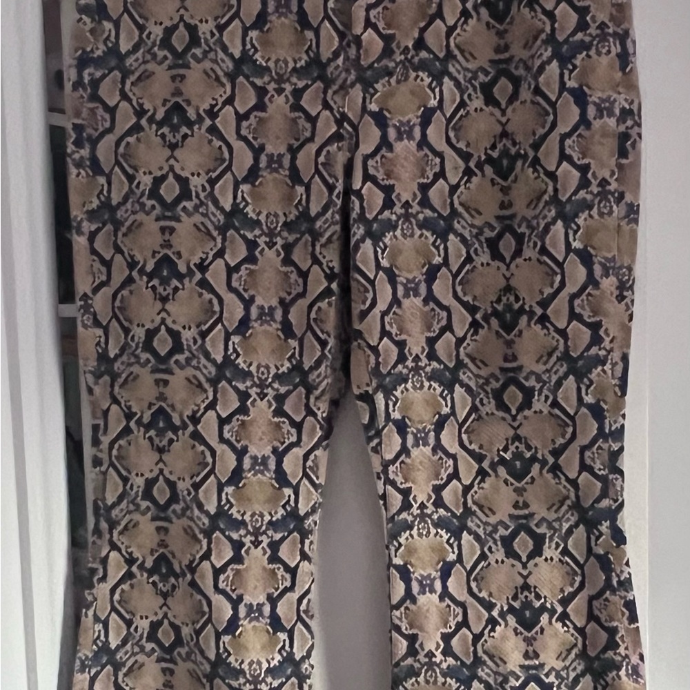GANNI DENIM snakeskin flare pants in blue and tan, new with tags! - Picture 8 of 9